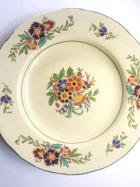 Mintons “Marlow” Dinner Plate • 9" • Replacement Plate • Floral Green Rim • Read